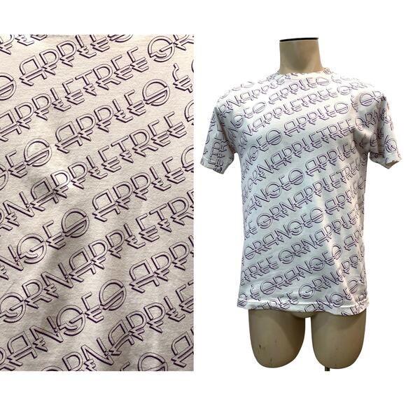 GRN Vintage Y2K GRN APPLE Spellout T shirt | White Purple | Mens M - Picture 1 of 8